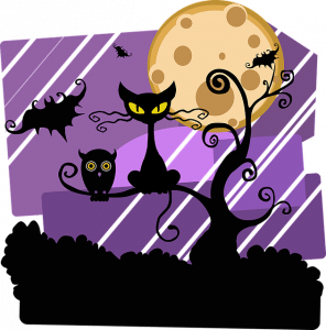 uil kat vleermuis boom nacht maan halloween pixabay