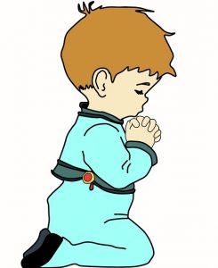 bidden kind jongen tekening gebed