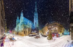 sneeuw kerk winter stad