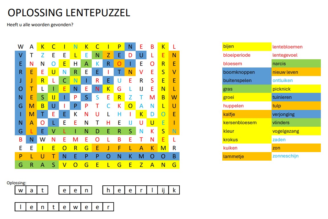 SeniorPlaza | Oplossing woordzoeker lente - SeniorPlaza